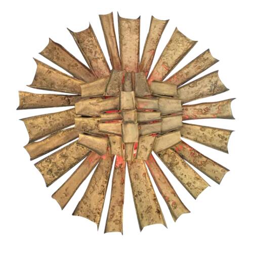 Large Sun wall sculpture, Resin & polyester lamp, Brutalist style