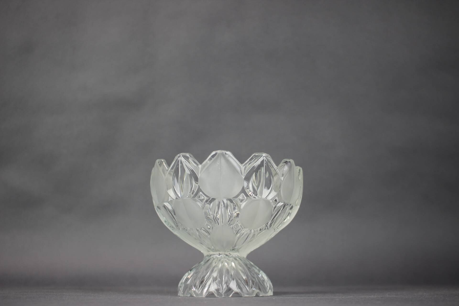 Large Tulip Collection Pressed Glass Bowl, Czechoslovakia, 1957s