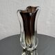 Vase en verre art vintage de style Murano Sommerso, en ambre et transparent