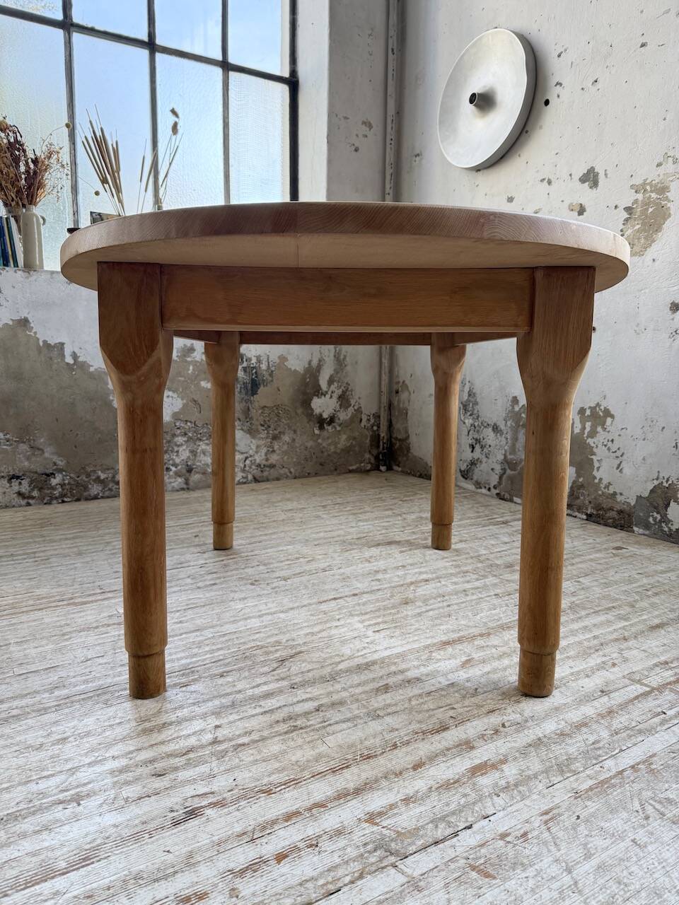 Oval farmhouse table oak 1960