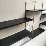 Modular black metal shelf