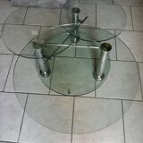 Vintage 80s 3-tier removable tempered glass coffee table