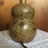 Pied de lampe hibou en grès pyrité signée Guy Baudat
