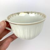 Vintage Mismatched Set of 6 Porcelain Cups and 5 Saucers - Gold