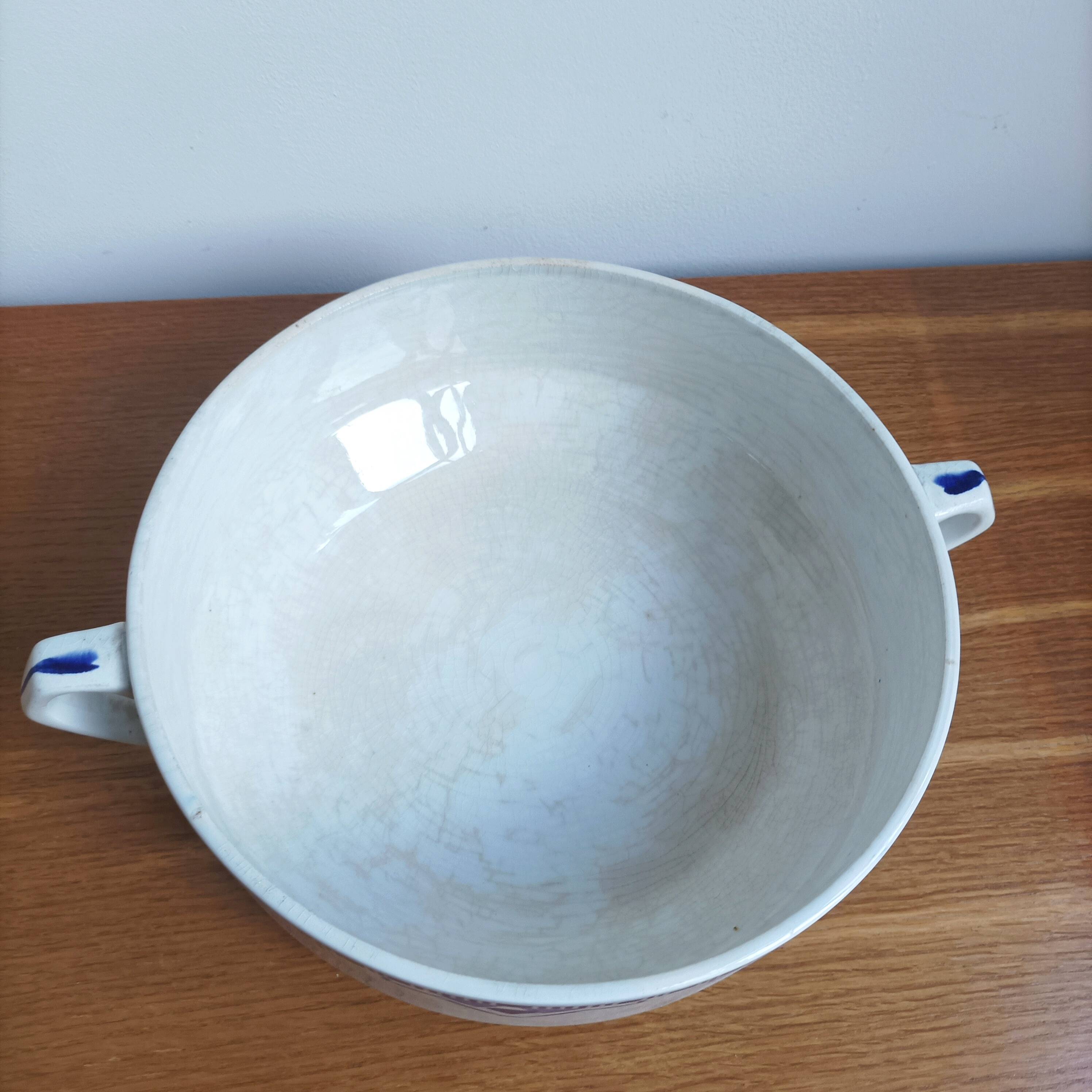 Plat de service soupière Art déco faïence St Amand