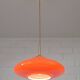Vintage Orange Glass Pendant Light MCM Space Age Style Hanging Lamp 1970's