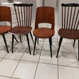 Suite of 4 chairs of bistrot Baumann vintage model Mondor and Minuet