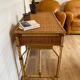 Vintage rattan and woven wicker desk with 4 drawers – Centrepiece – Style