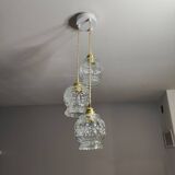 Suspension luminaire 3 globes vintages transparents