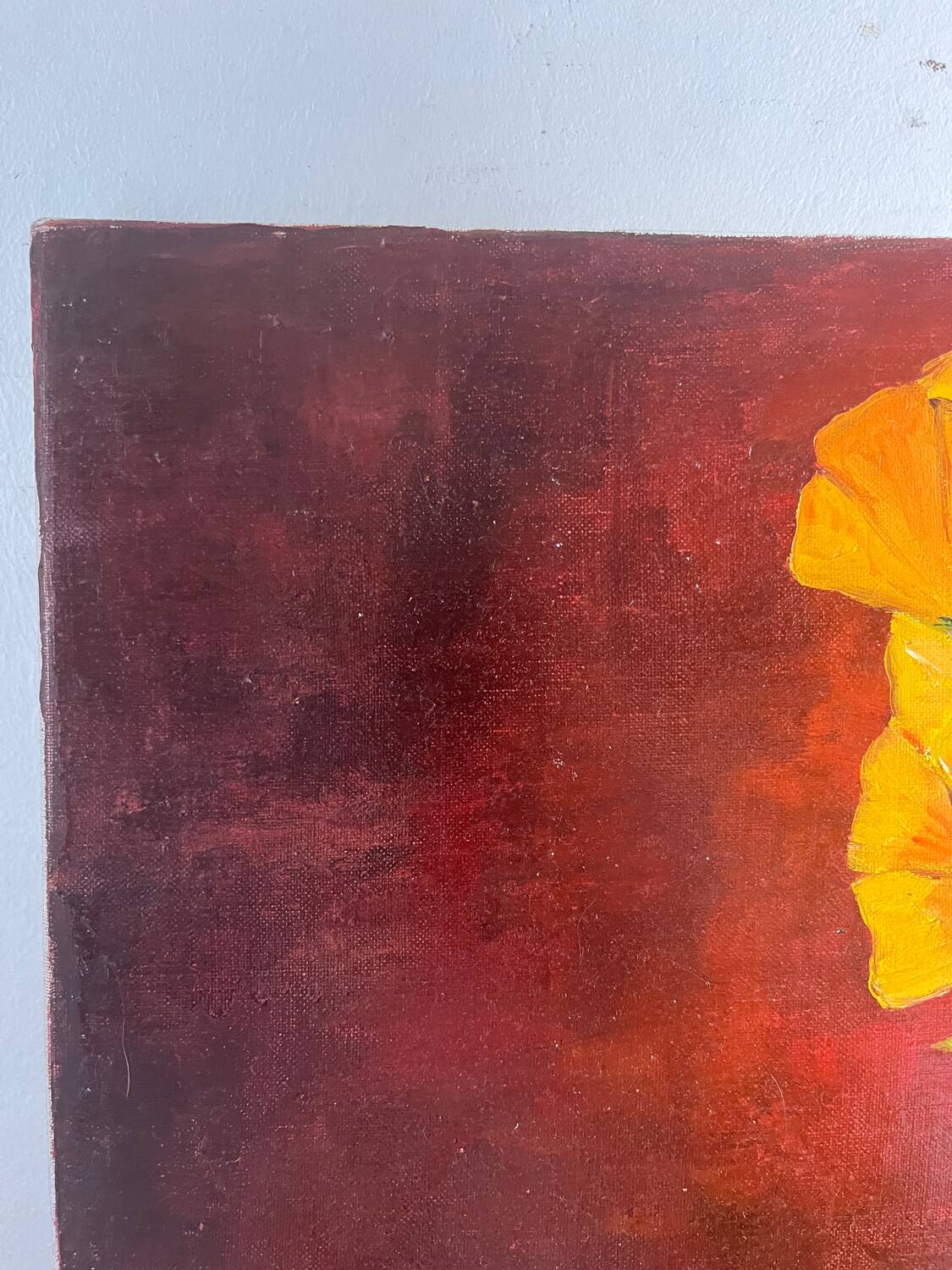 Still life with flowers, bread, apples and chair, signed