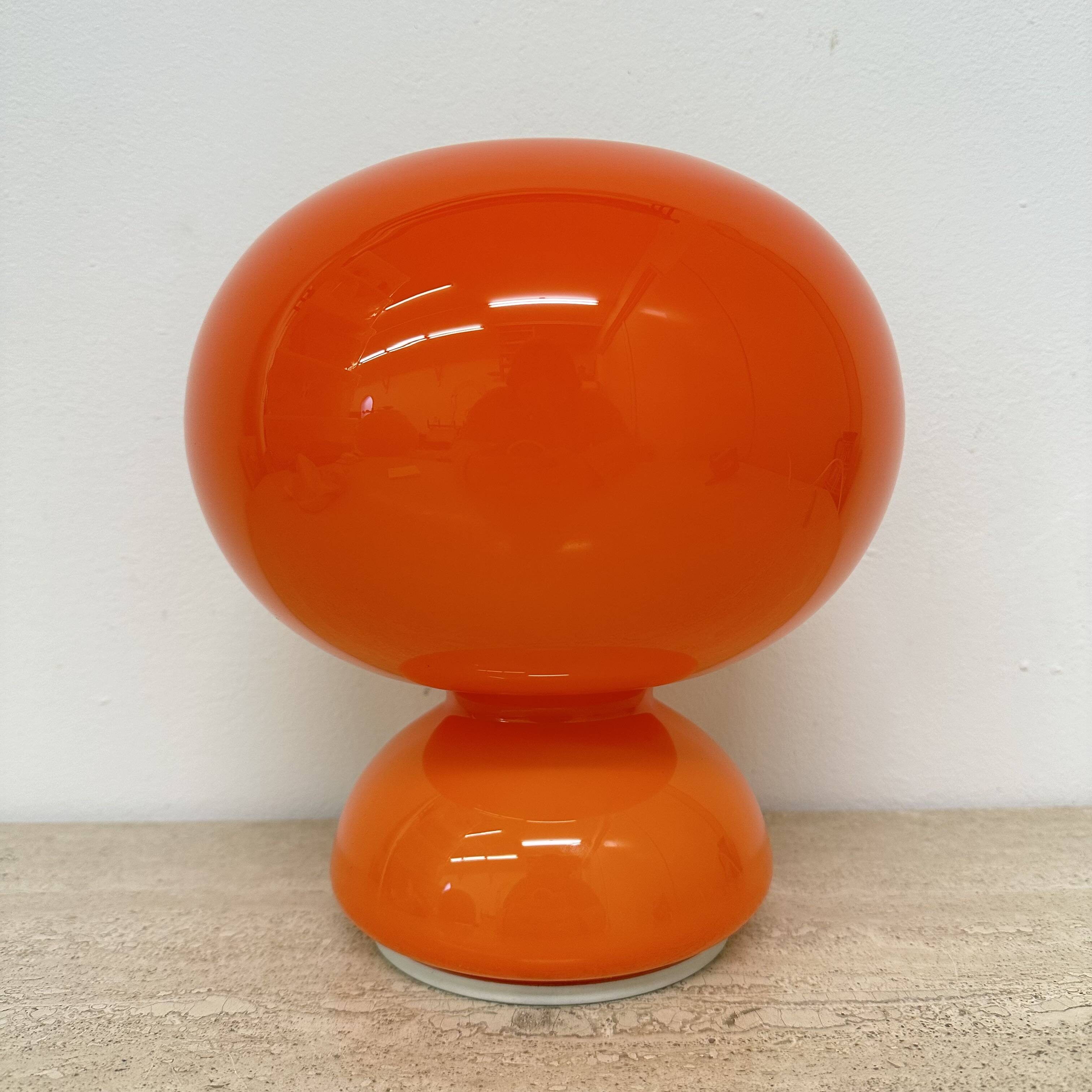 Space age orange glass table lamp , 1970s