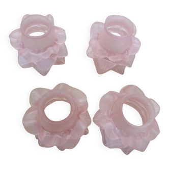 Set of 4 pink Art Deco glass paste tulips
