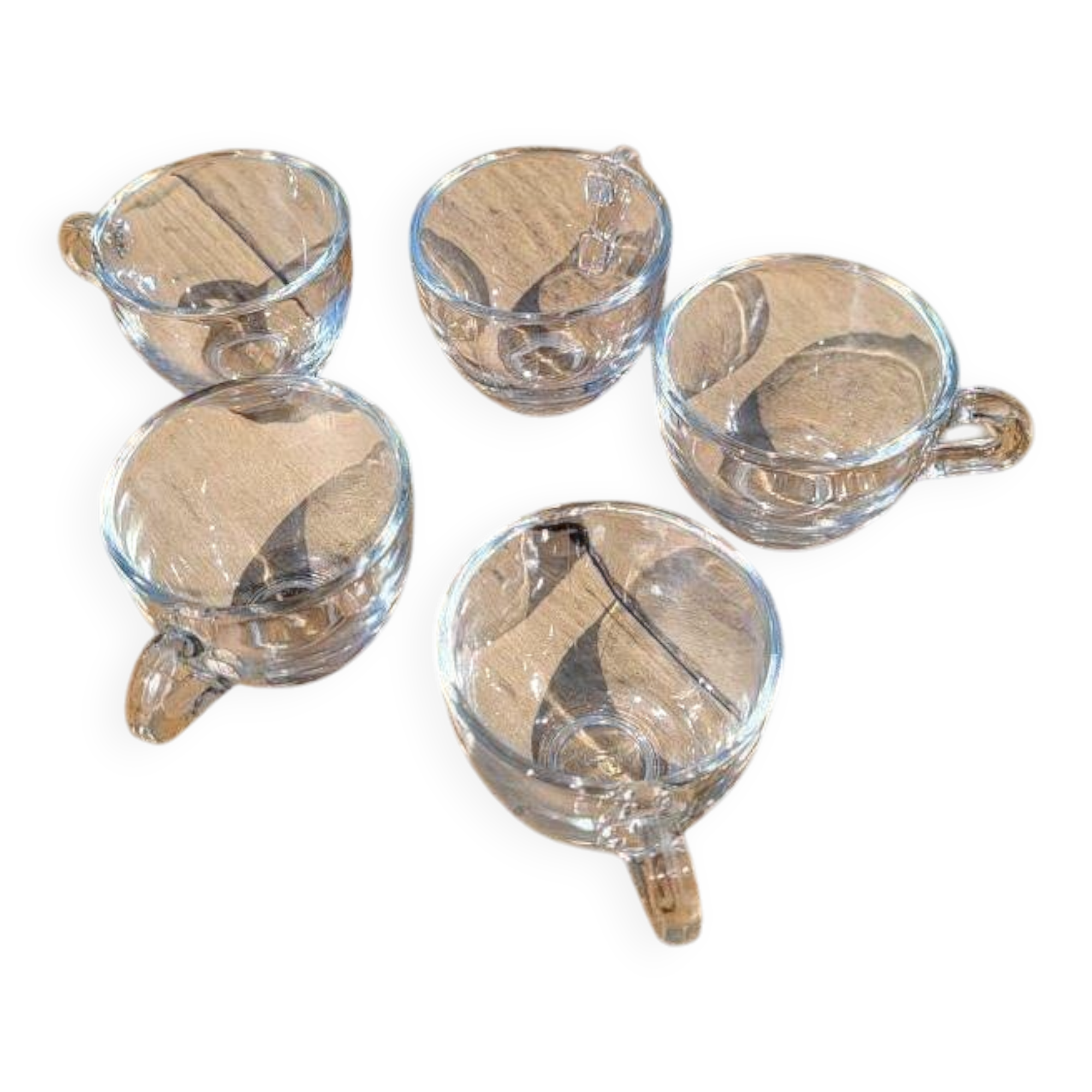 Quintet transparent glass coffee cups