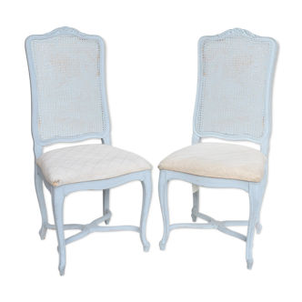 Paire de chaises laquées bleu