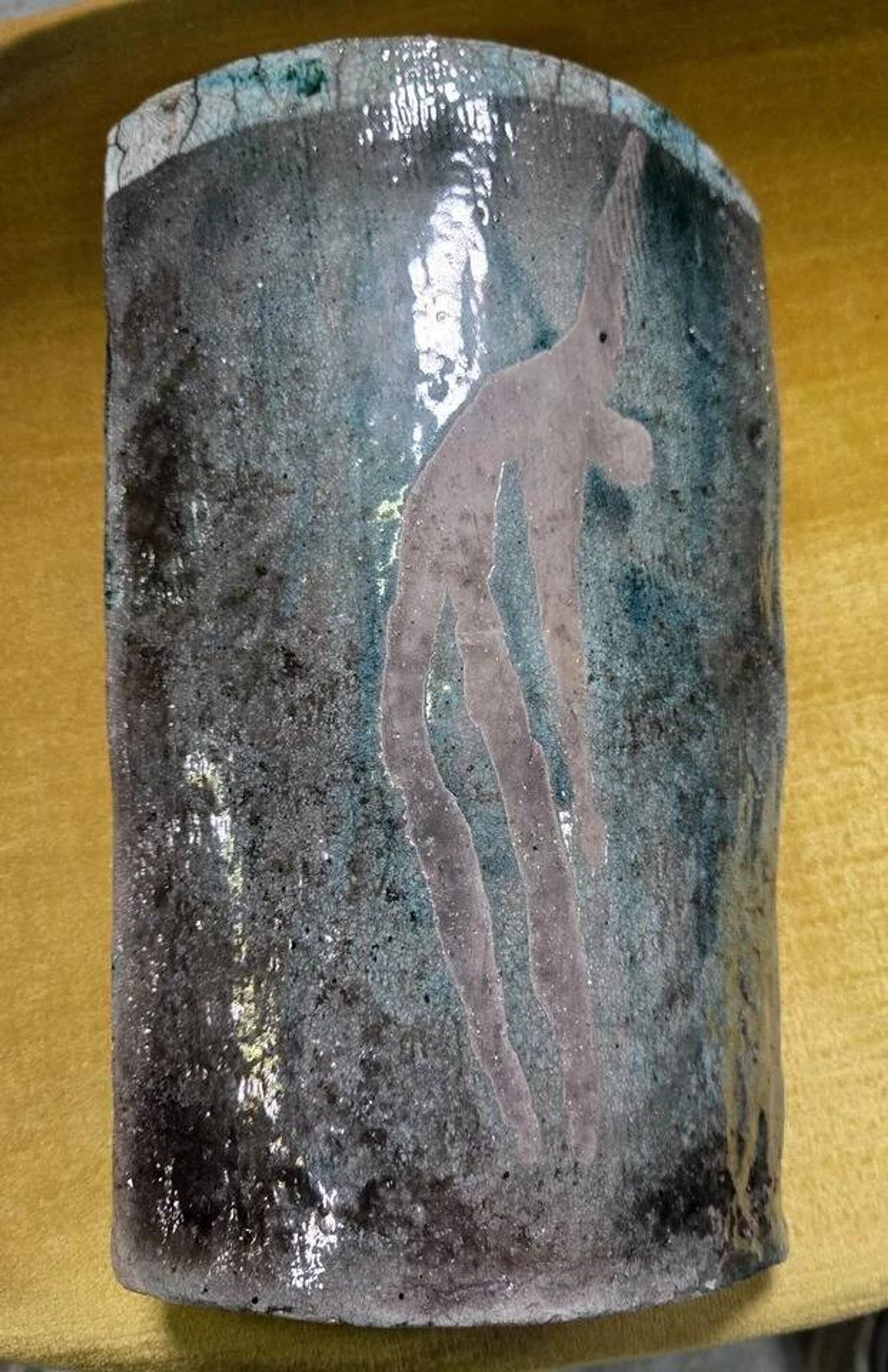 Large sculptural vase in glazed ceramic, artwork from around 1970.
