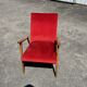 Vintage Armchair 50s/60s Scandinavian Style - Red Velvet and Compass