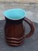 Jug, pitcher, pl france, poet laval, undulate, vintage 1950 in enameled ceramic, brown, turquoise