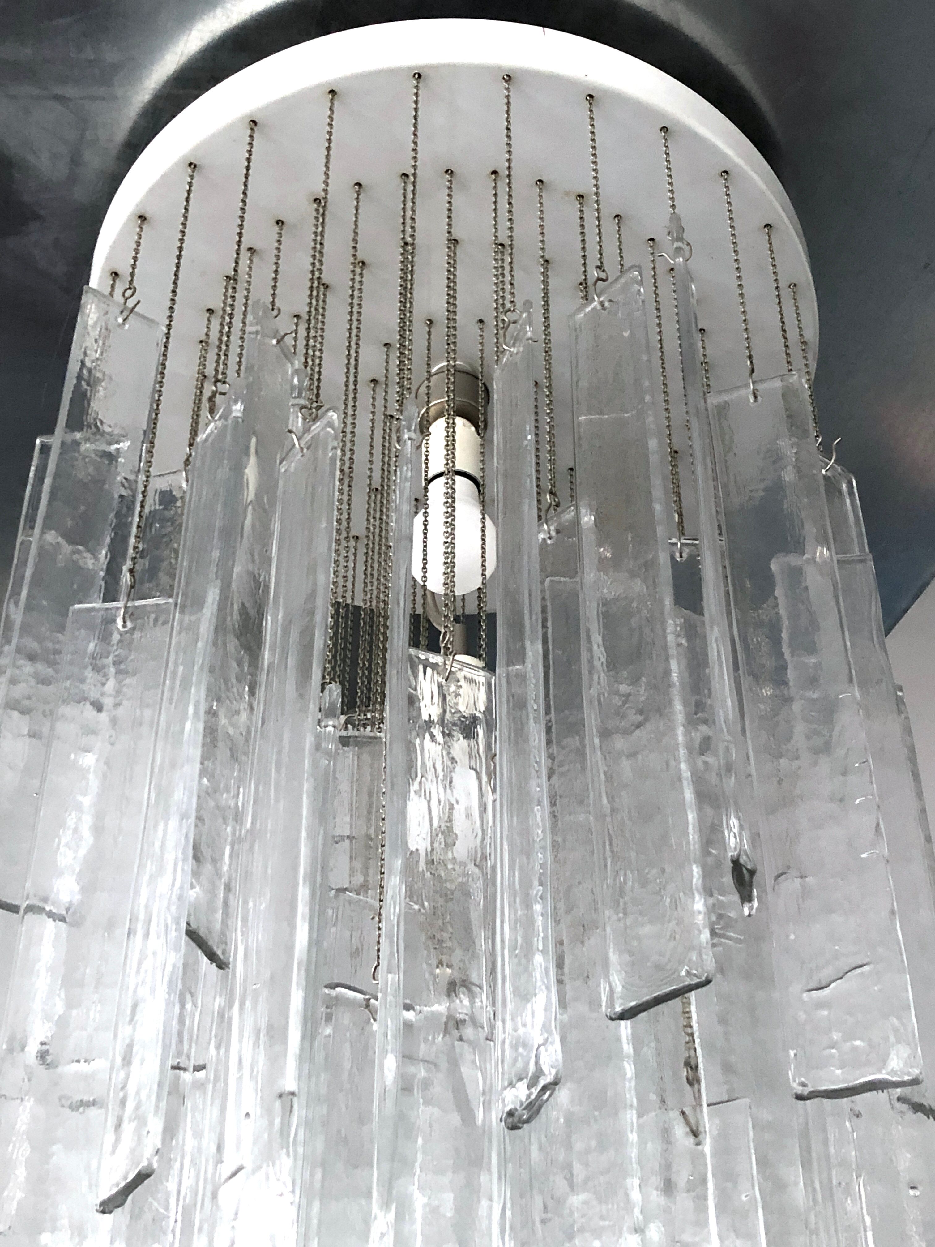 Mazzega, xl vintage clear murano glass elements chandelier from 70s