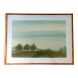 Painting by Richard LITZELMANN (1951-2020) - Watercolour - Countryside Landscape 1980