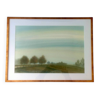 Painting by Richard LITZELMANN (1951-2020) - Watercolour - Countryside Landscape 1980