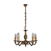 Lustre en bronze vintage français - Applique traditionnelle des années 50 à 5 lumières