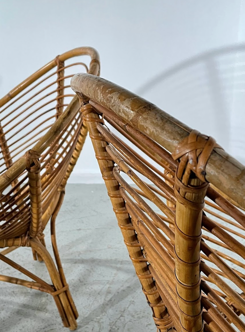 Pair of rattan armchairs