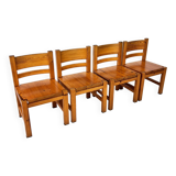 Set of 4 Mid Century Scandinavian Pine Dining Chairs, 1960s