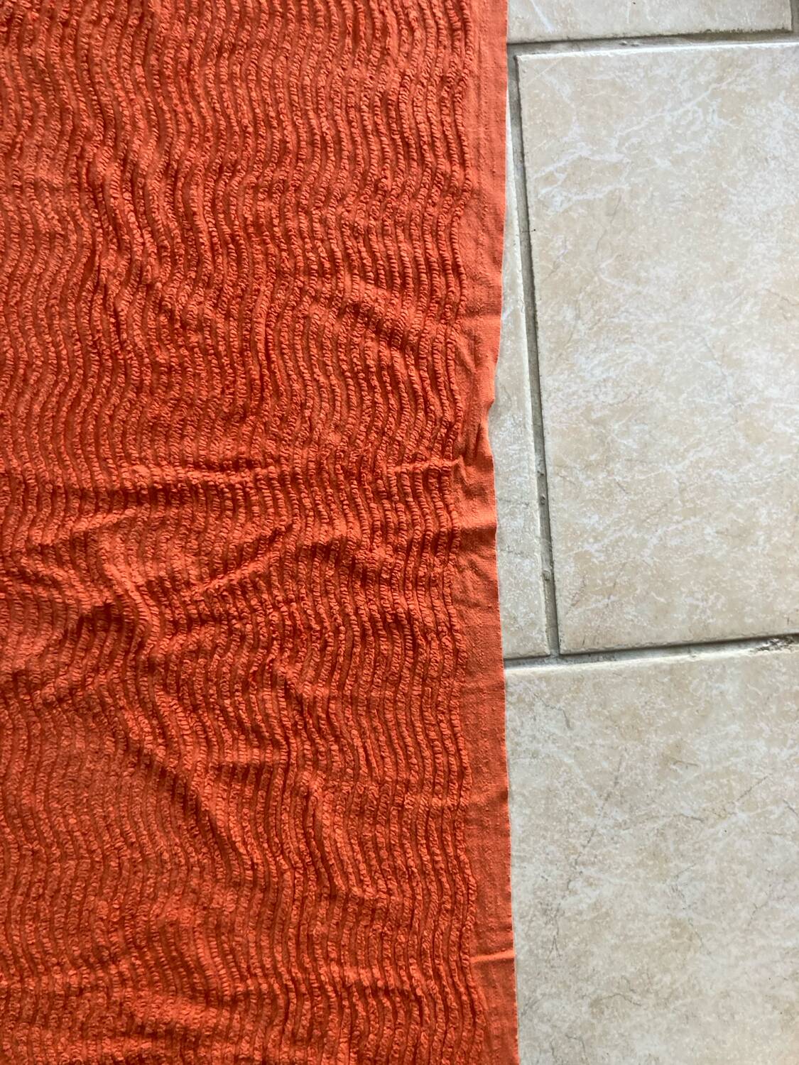 Orange chenille double bed cover