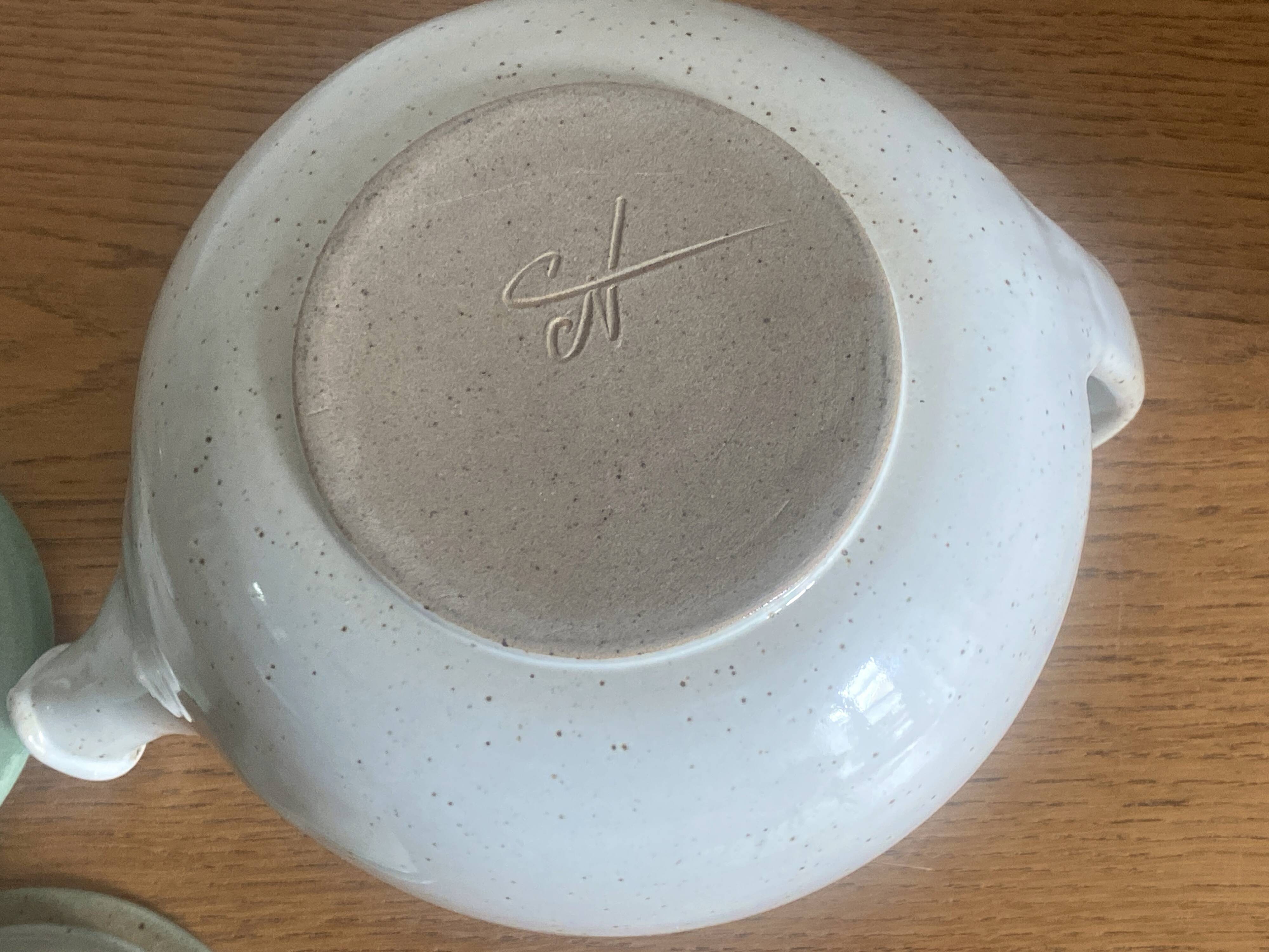 Large Vintage Teapot / Teapot with Pyrite Stoneware Infuser - Signed