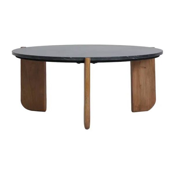 Table basse marbre noir et bois de manguier