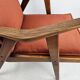Teak armchair with red ribbed fabric Gelderlander Rob Parry