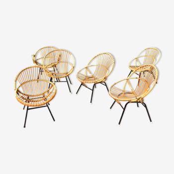 6 fauteuils coquille 1950