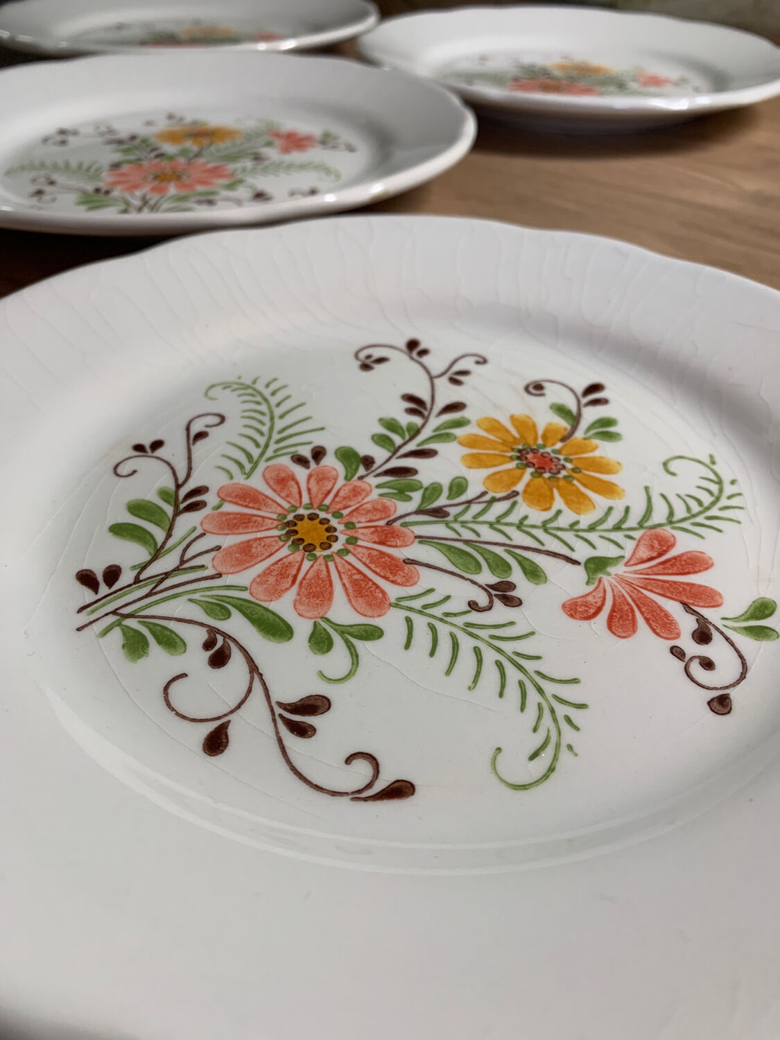 5 vintage flower plate 20,5cm