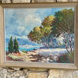 Mediterranean Landscape Painting Signed by Mr. Sabido