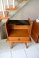 Compass foot bedside table in oak and opaline glass