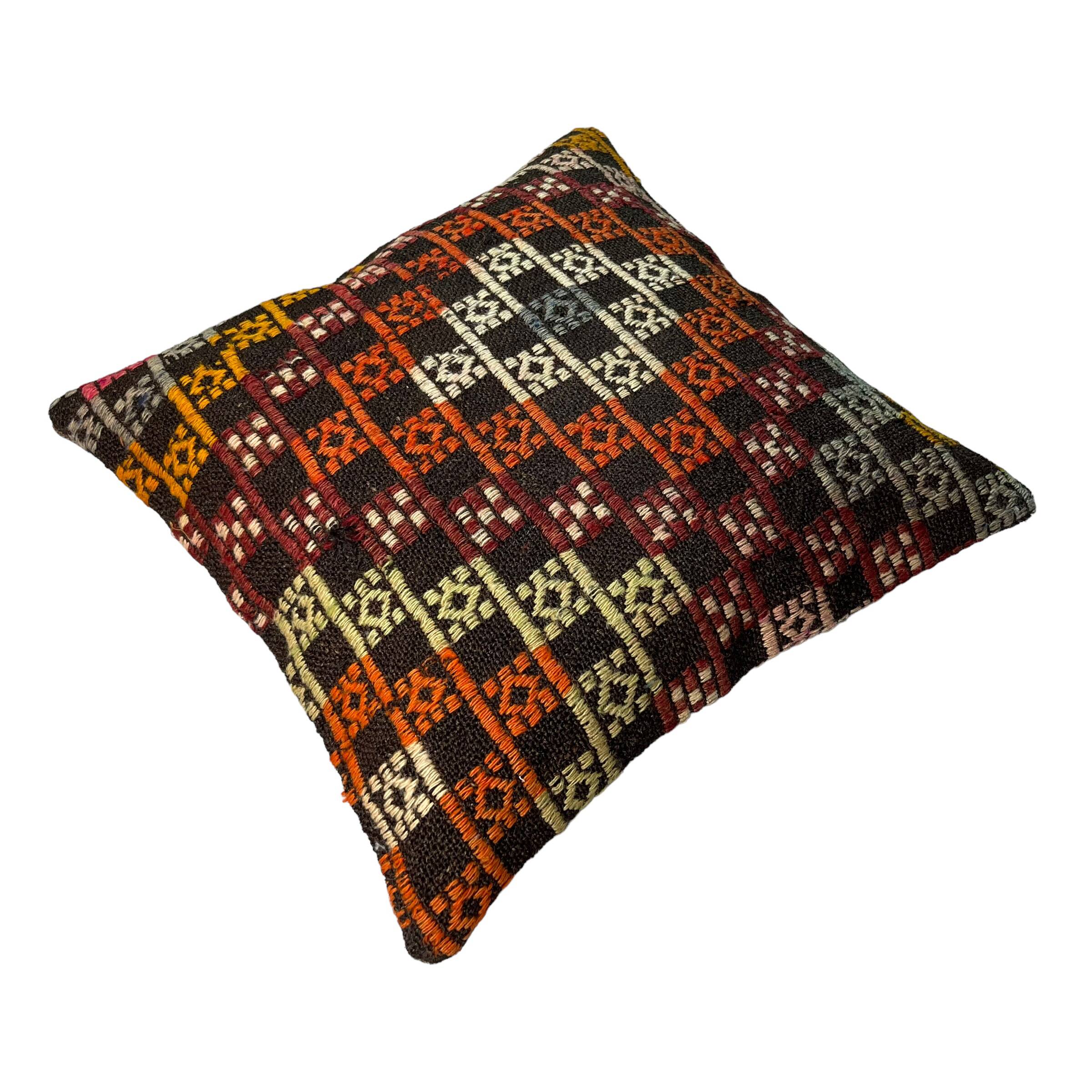 VINTAGE TURKISH KILIM CUSHION COVER , 45 X 45 CM