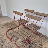 Set of 4 folding chairs for old bistro, guinguette, brasserie
