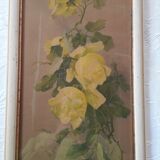 Old paintings bouquet pinks and irises (lot of 2)