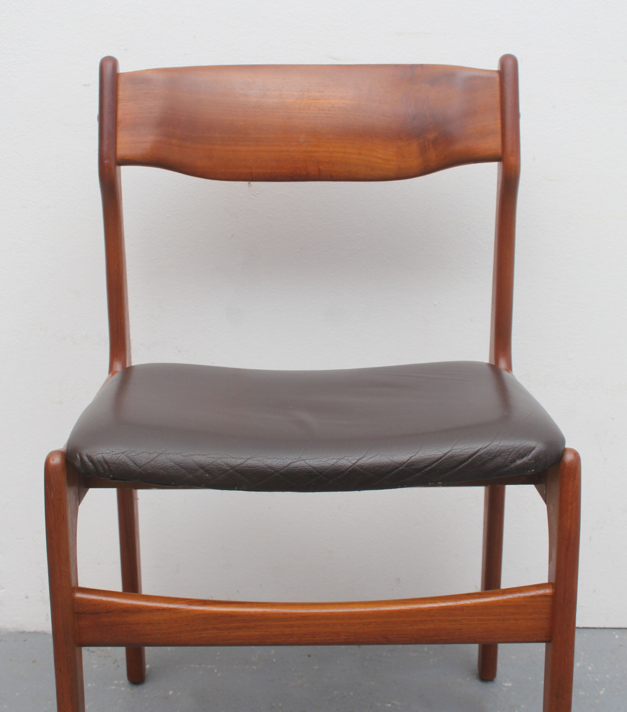 Set of 4 dining chairs 1960s teak/leather, Erik Buch