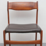 Set of 4 dining chairs 1960s teak/leather, Erik Buch