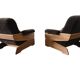 Set of 2 vintage brown brutalist armchairs / individual armchairs