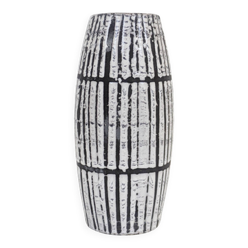 Vase Scheurich Bambus Rayé Noir Blanc Europ Linie West Germany années 60
