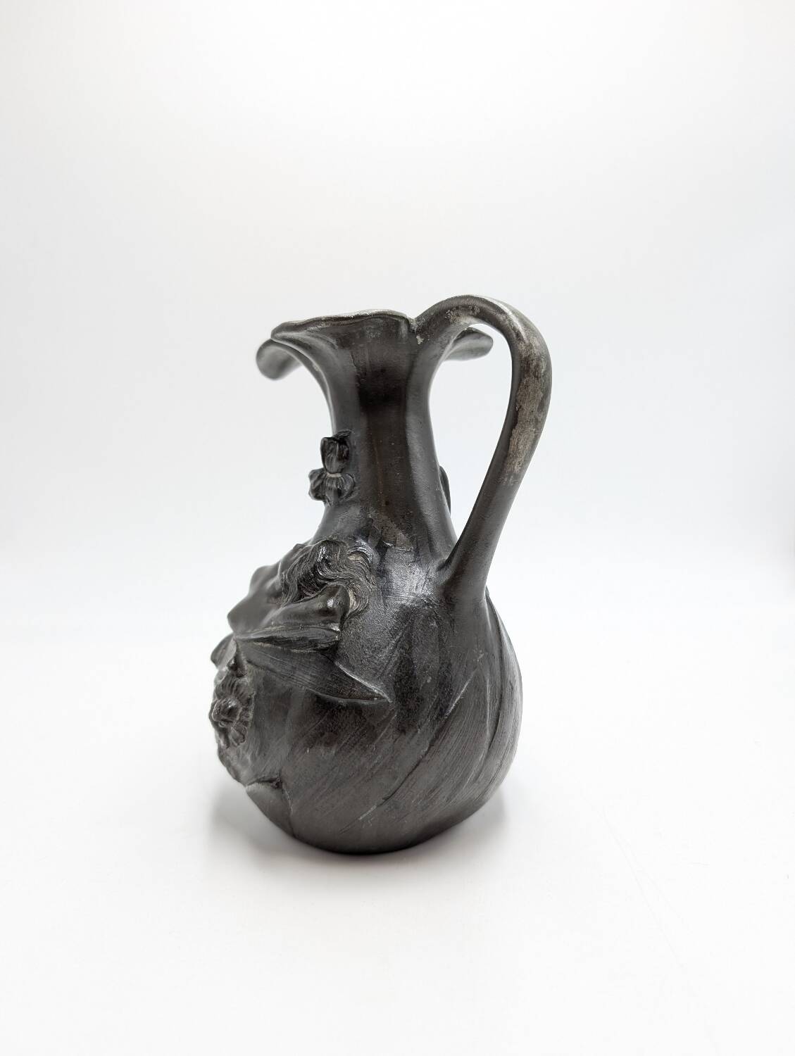 Pewter vase - art nouveau - nude woman j. garnier