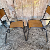 Pair of Vintage Style MULLCA Model 510 Grey Metal + Wood Chairs
