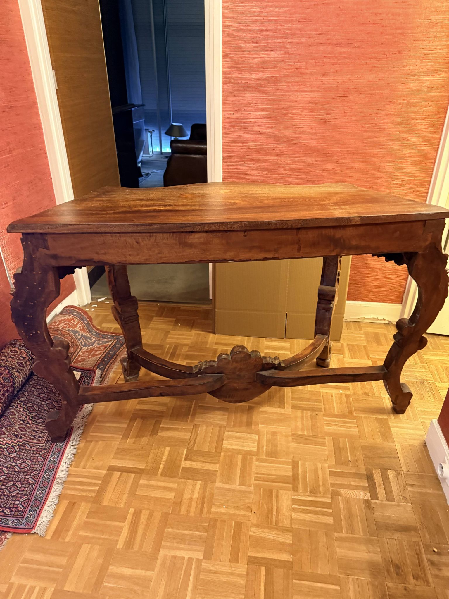 Antique carved wooden console – Louis XIV style – floral decoration