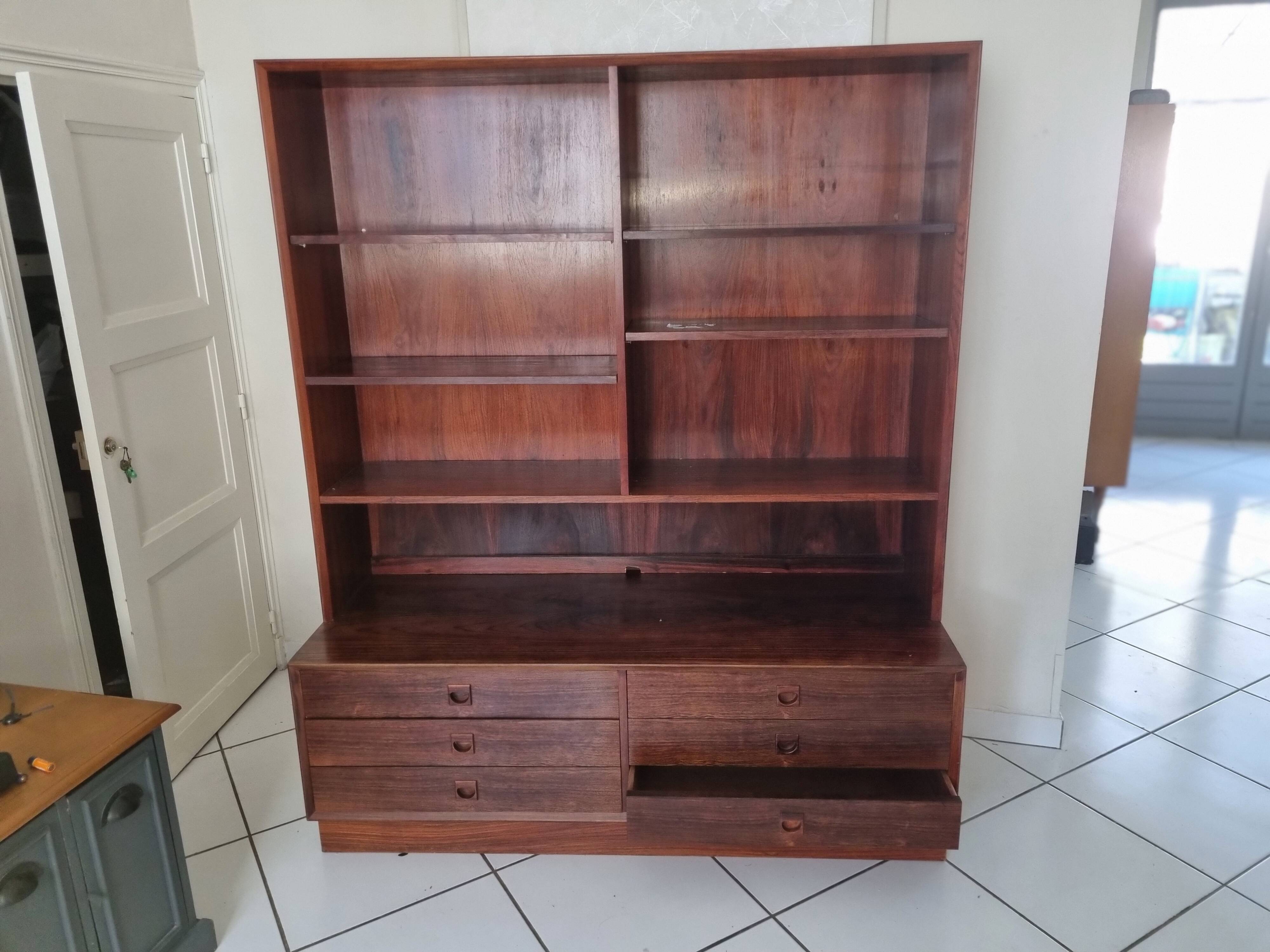 Enfilade plus bibliotheque palissandre de rio