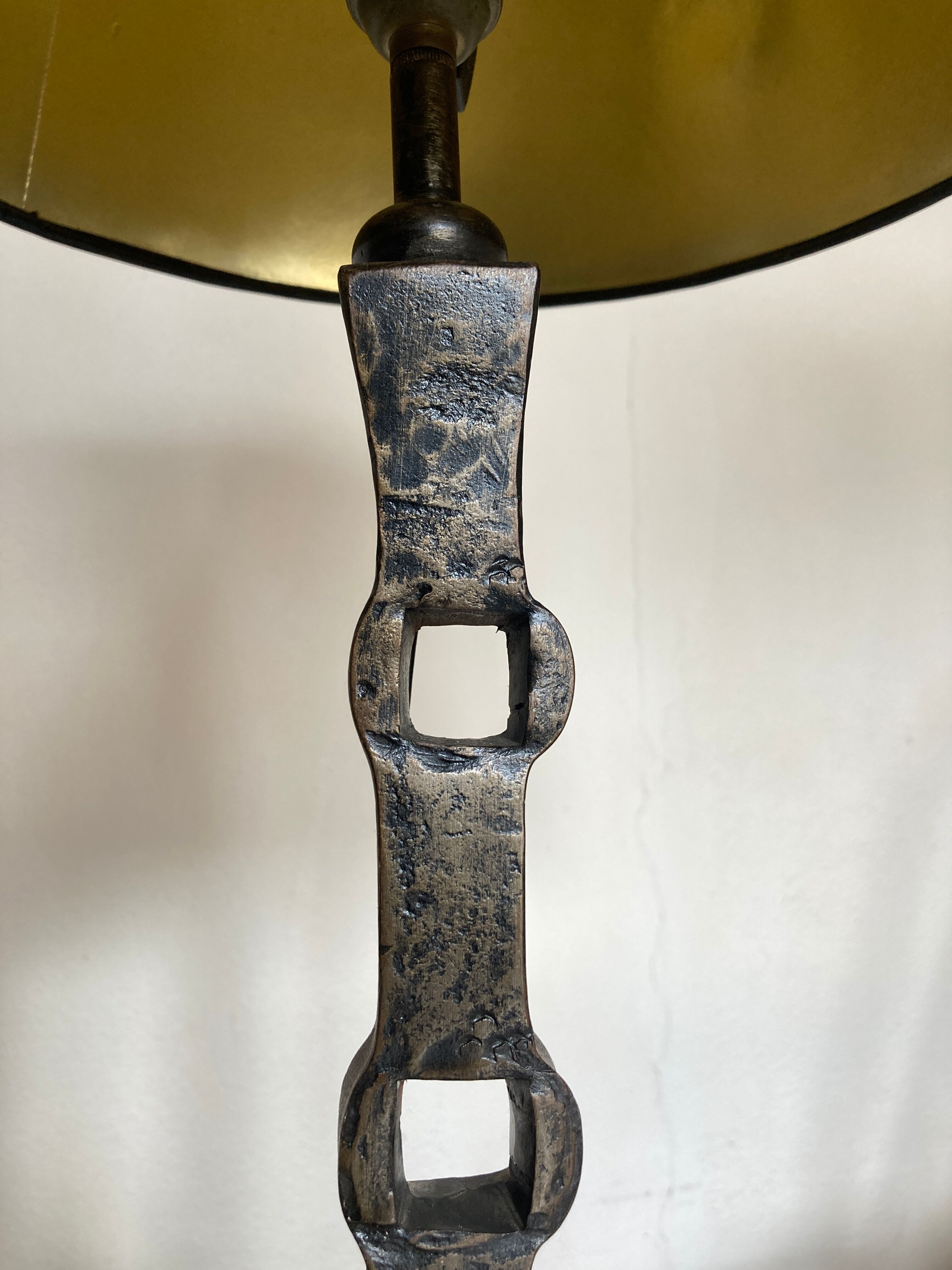 Beaten iron lamp 1970 brutalist