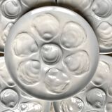 12 Saint Amand oyster plates, sky blue and white