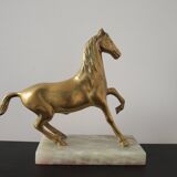 Statuette cheval en laiton et socle en marbre