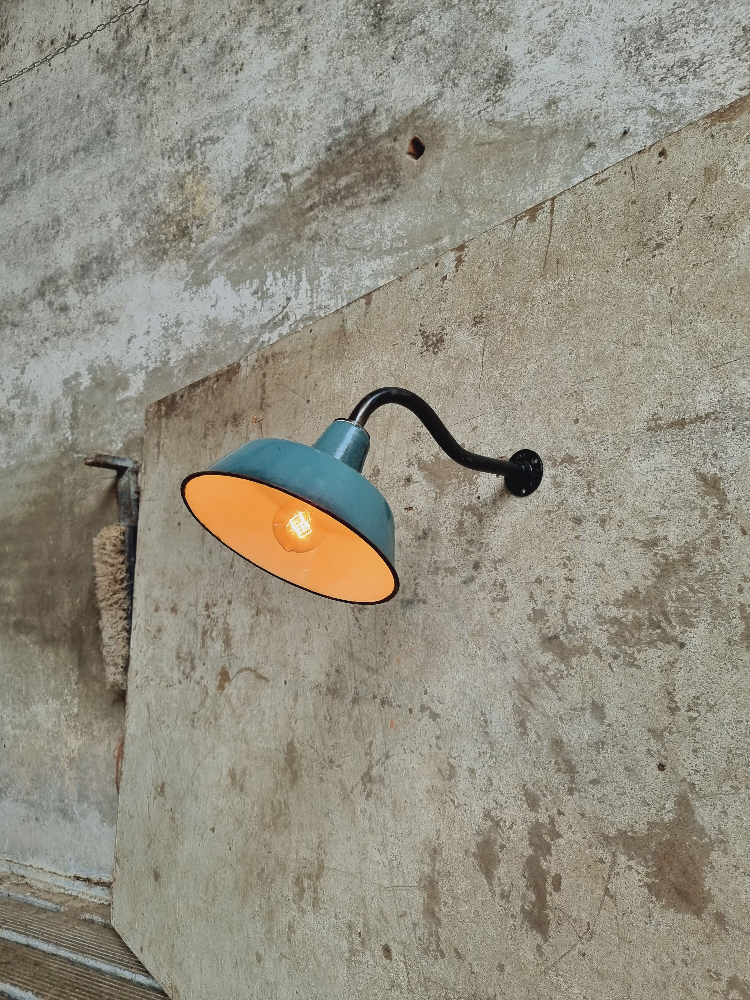 Old garden lamp vintage green wall lamp enamel